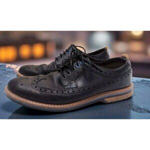 Clarks Pitney Limit Mens Oxford Wingtip Leather Shoes Size 11.5 Black Preppy